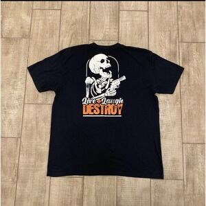 Zero Foxtrot T-shirt 2X Men Black Live Laugh Destroy Skull Gun 2A Military Funny